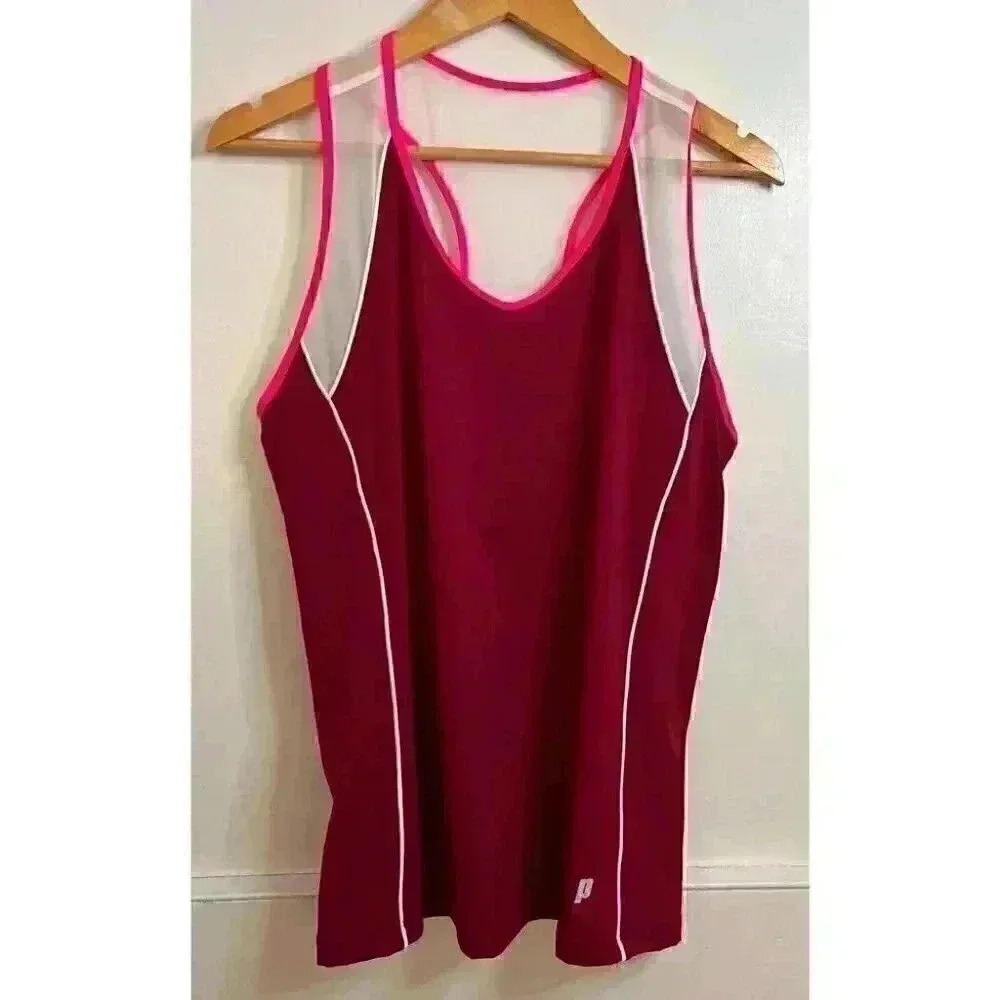 BNWT Prince Tank in Burgundy, Pink and White Size M/L